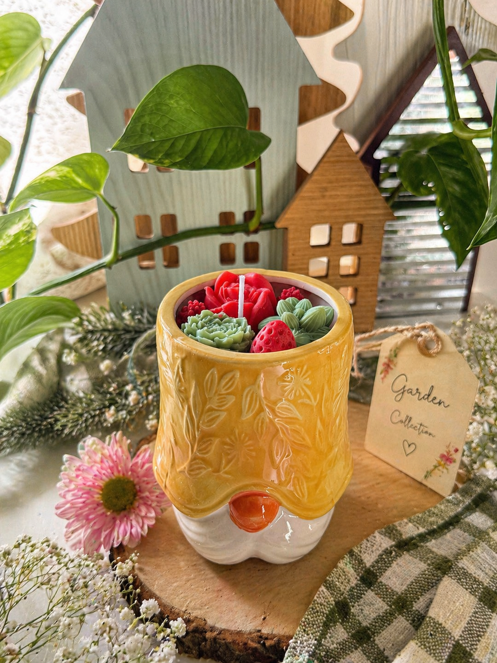 Yellow gnome candle