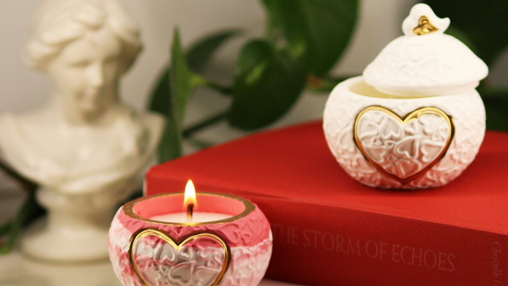 Set of two love theme candles