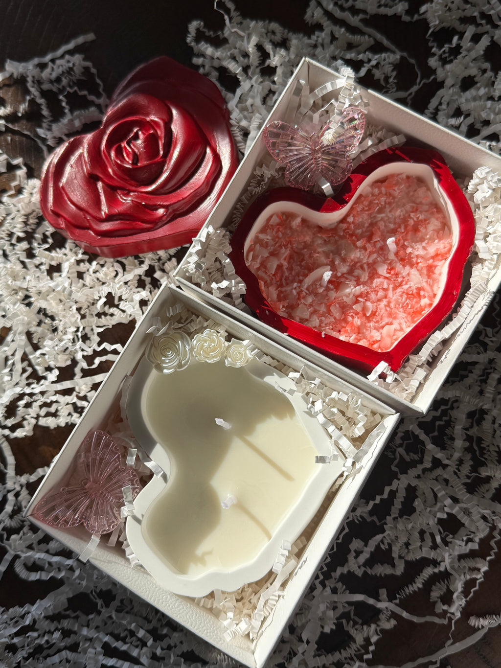 White heart shape handmade candle